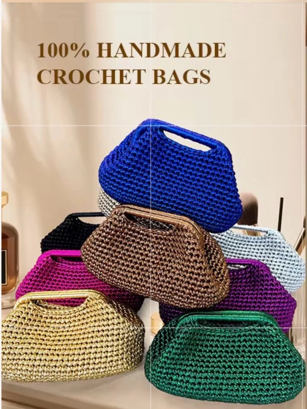 Gold Woven Handbag - Elegant Women’s Evening Clutch